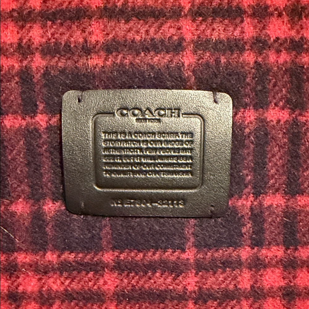 Coach Red and Black Plaid Scarf - Picture 2 of 3
